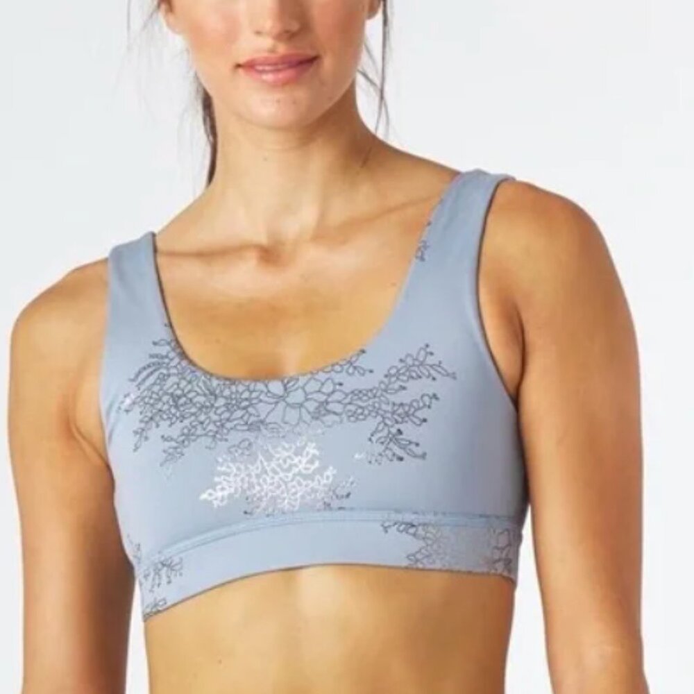 Glyder Splendid Sports Bra - Blue with Silver Floral